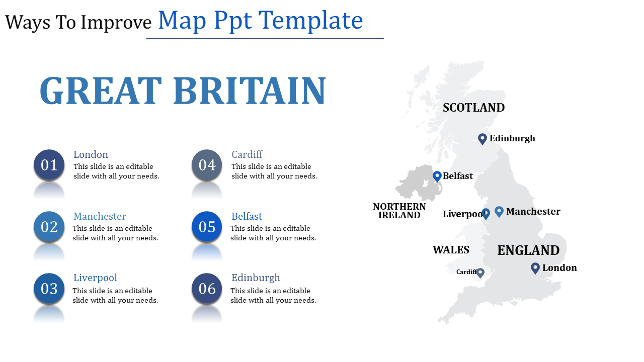 Map PPT Template For Presentation Slides